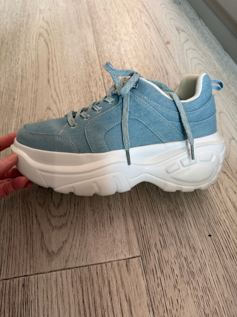 Casual Light Blue Platform Sneakers for Women